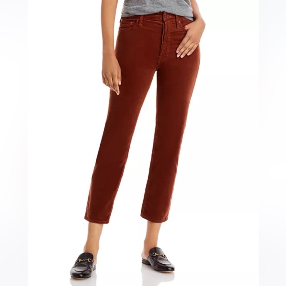 MOTHER Tomcat High Rise Ankle Straight Leg Corduroy Jeans in Friar Brown size 29